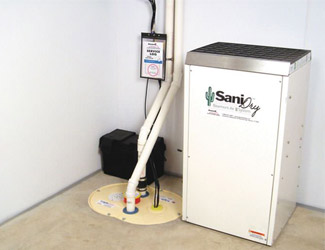 a complete basement waterproofing system installed in a Superior home