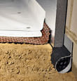 Aitkin installation of SilverGlo™ insulation with our crawl space pipe, drainage matting, floor insulation, and crawl space moisture barrier.