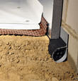 A crawl space encapsulation and insulation system, complete with drainage matting for flooded crawl spaces in Rice Lake