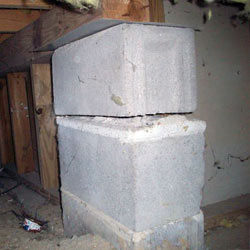 Collapsing crawl space support pillars Pequot Lakes
