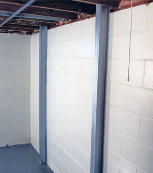 A PowerBrace™ i-beam foundation wall repair system in Duluth