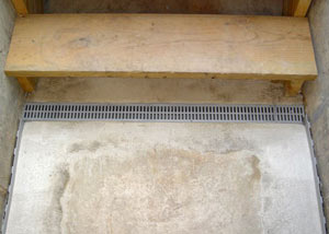Our grated drain system installed on a leaking basement staircase in Rush City.