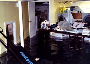A laundry room flood in Milaca, with several feet of water flooded in.