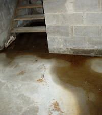 Flooding floor cracks by a hatchway door in Cass Lake