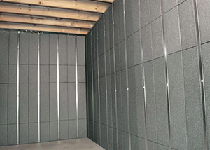 SilverGlo™ insulation and metal studs making up our Basement to Beautiful panels.  Installed in Grand Rapids.
